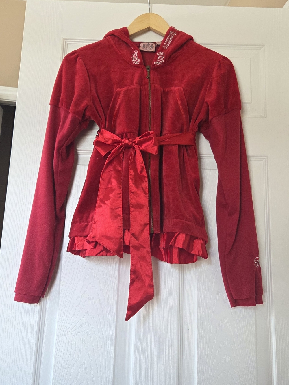Juicy Couture vintage red Velour babydoll hoodie